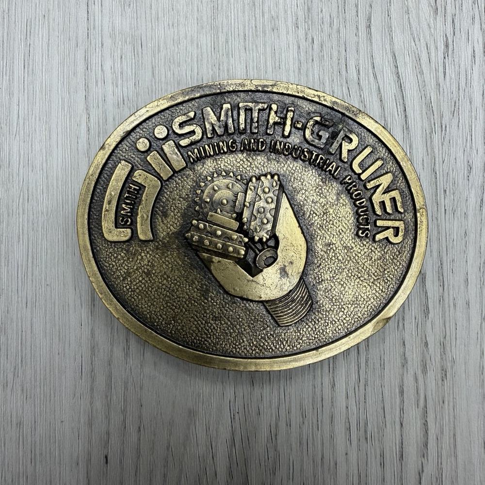 Smith-Gruner Mining Industrial Drill Bit Brass Belt Buckle Oil Gas